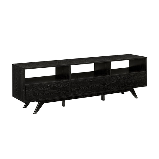 Scandra Console – 3-Door Low TV Stand in Matte Black (Up to 80")