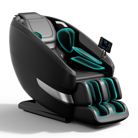 Zeraxa Shiatsu Chair – 2024 Airbag Massage Recliner with Lower Back & Calf Heat (Black)