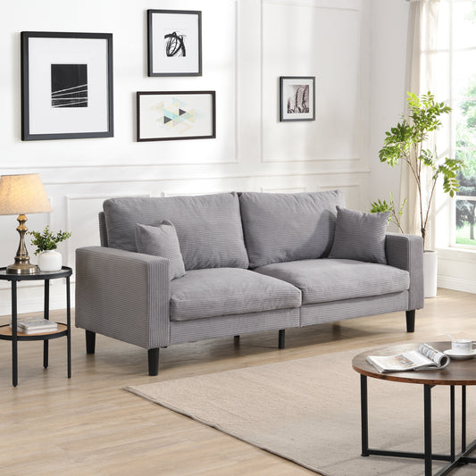 NestEdge ‘CozyNest” 74” Sofa – Light Gray Upholstered 3-Seat | High-Resilience Comfort + Wood Frame
