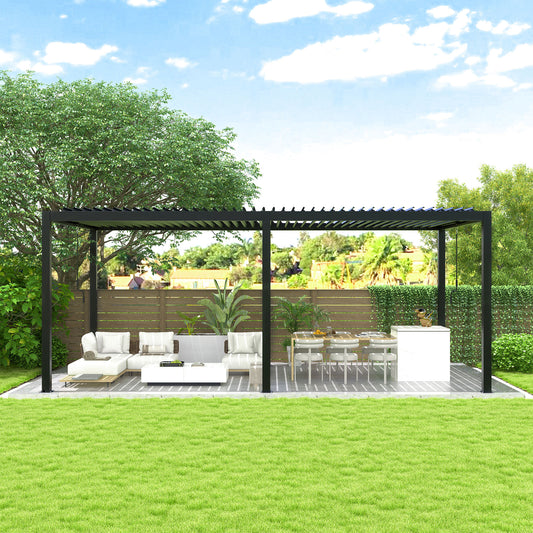 Louxra 10x19' Louvered Pergola – Premium Aluminum & Steel Shade Structure with Adjustable Roof Panels