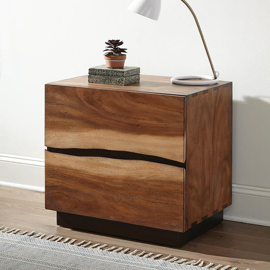 Cavrin Chest – 2-Drawer Nightstand in Smokey Walnut & Coffee Bean Finish