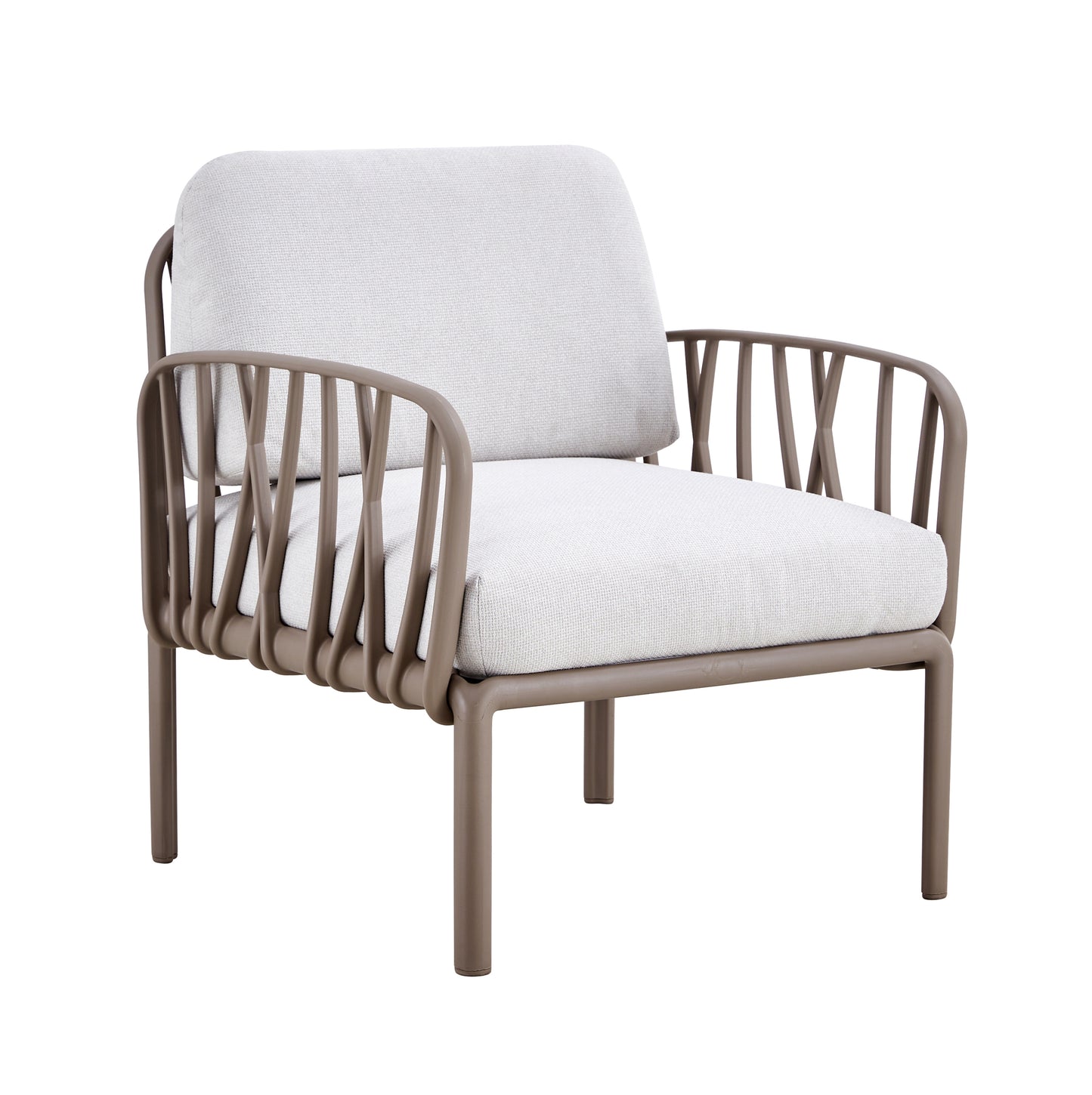 Tervia Outdoor Solo Armchairs – Plastic Frame with Soft Cushions, Weather-Ready (Set of 2)