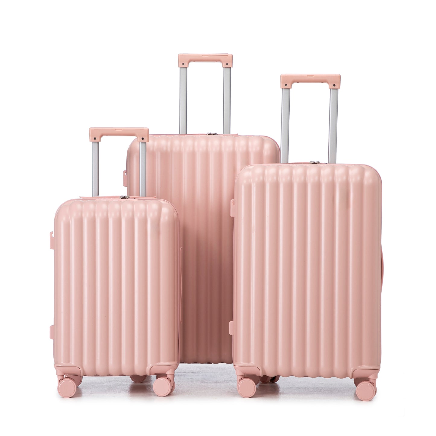 Jetera 3 - Piece Spinner Luggage Set – Pink ABS with USB Port, Cup & Phone Holder (20"/24"/28") - JUSTLIVE NESTJUSTLIVE NEST