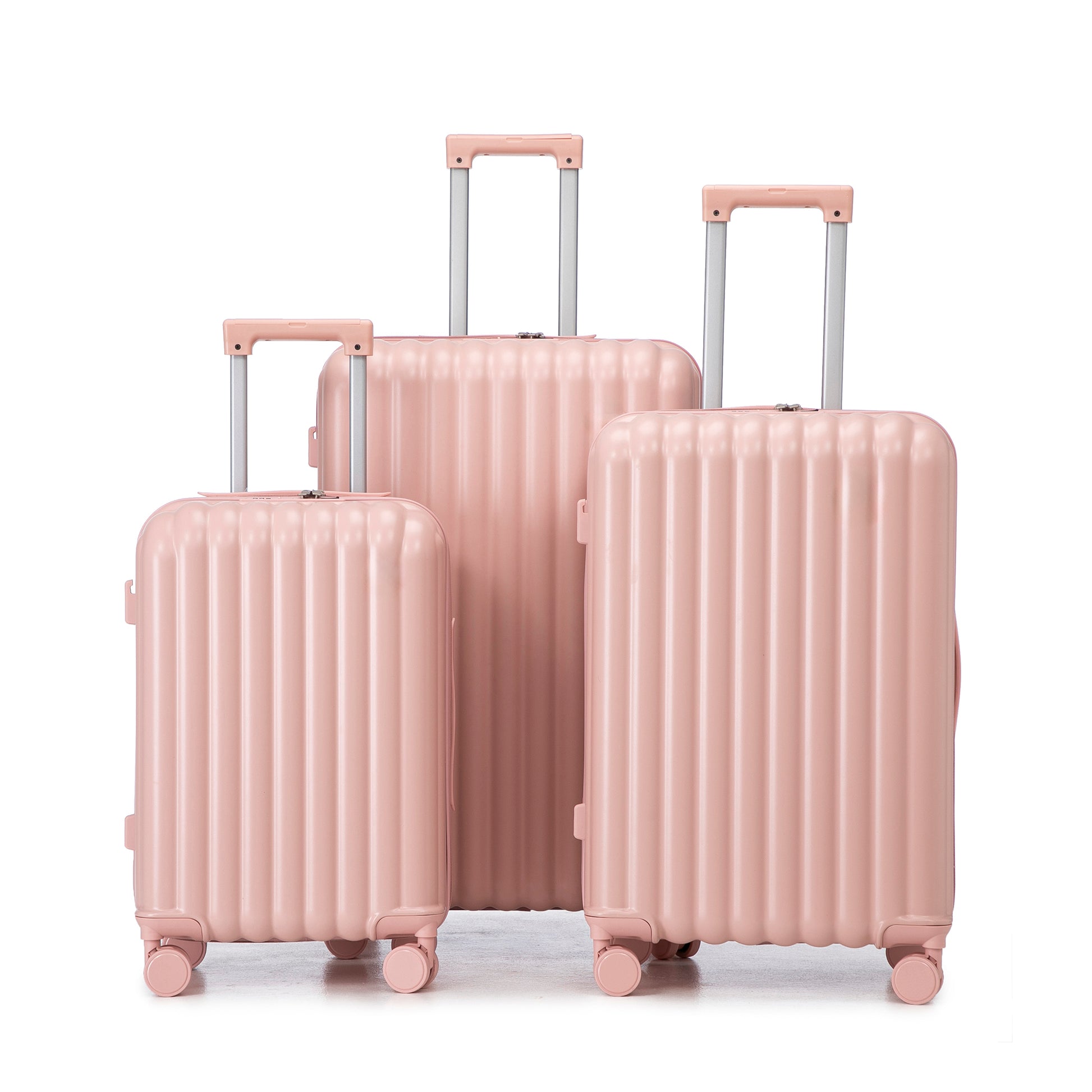 Jetera 3 - Piece Spinner Luggage Set – Pink ABS with USB Port, Cup & Phone Holder (20"/24"/28") - JUSTLIVE NESTJUSTLIVE NEST