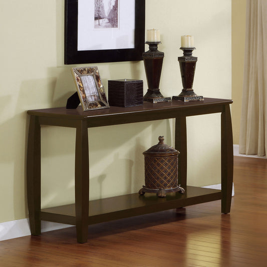 Cappelle Console Table – Transitional LowerShelf Design in Cappuccino Finish