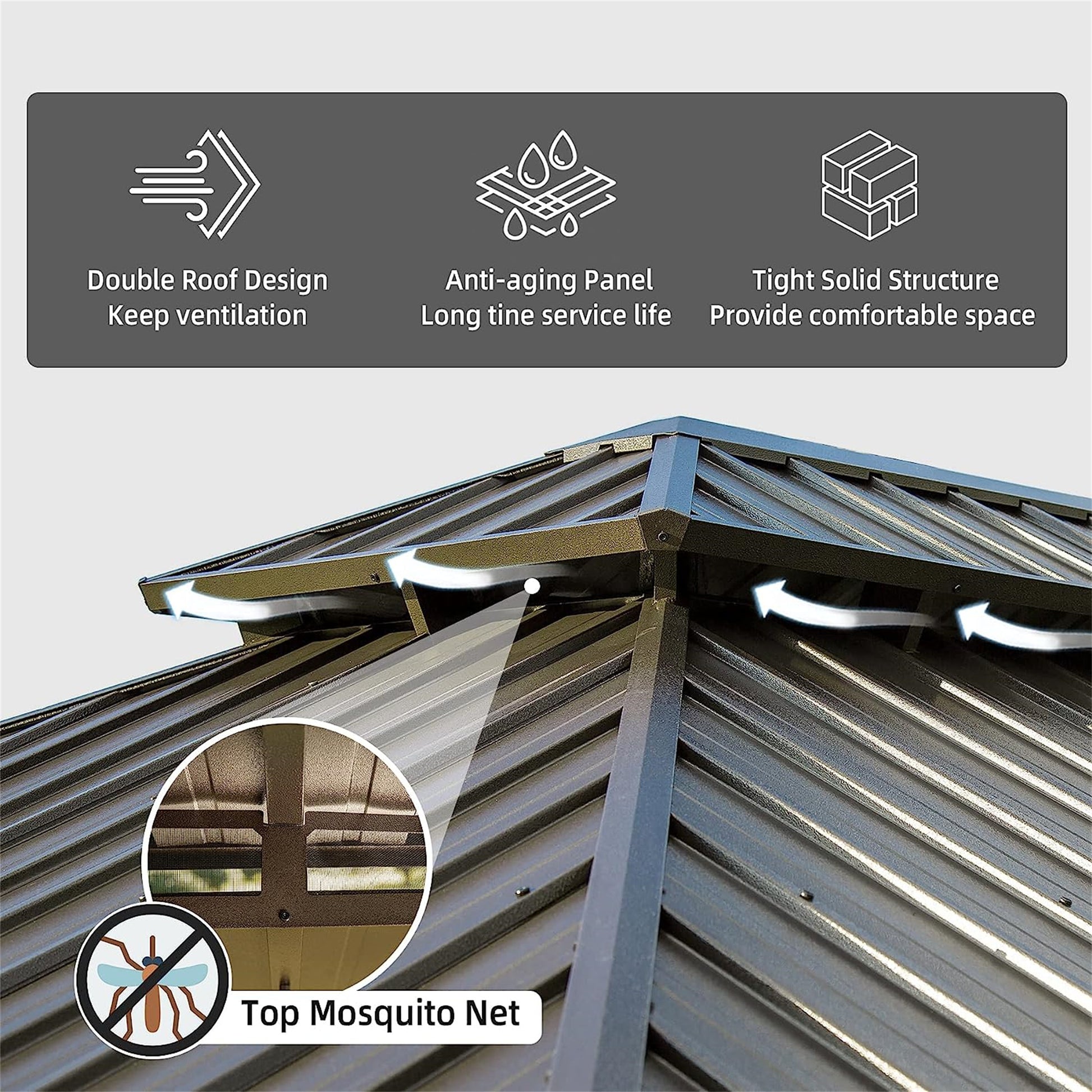Solair 15' Double - Sided Market Umbrella – Rectangular Steel Shade with Crank & Base (Dark Gray) - JUSTLIVE NESTJUSTLIVE NEST