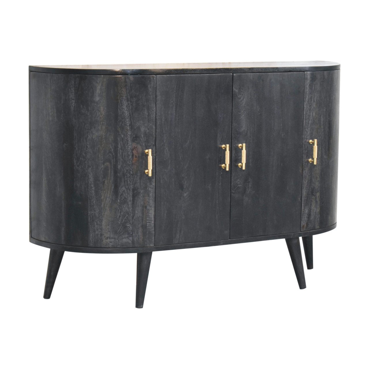 Ashro T-Bar Cabinet – Ash Black 4-Door Storage with Raised Front Detailing