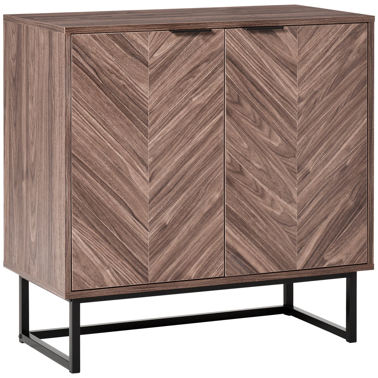 Chevrona Sideboard – Walnut Cabinet with Chevron Double Doors & Shelf