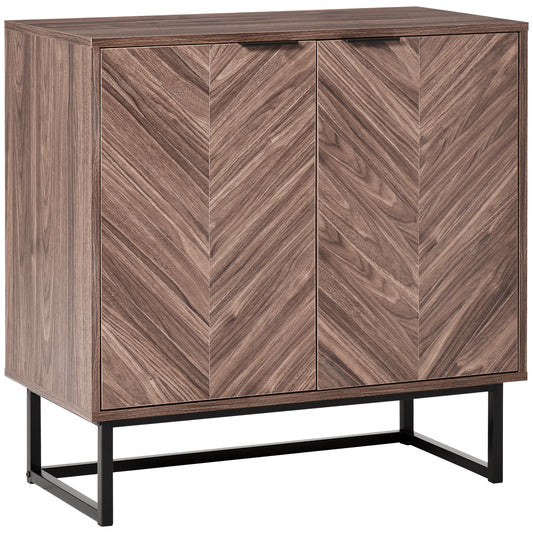 Chevrona Sideboard – Walnut Cabinet with Chevron Double Doors & Shelf