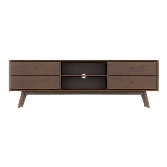Carivon Tall Console – Walnut Mid-Century TV Stand with Chest Organizer Style
