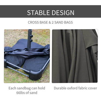 Solair 10' LED Offset Umbrella – Cantilever Patio Shade with Solar Lights, Power Bank & 360° Tilt (Khaki) - JUSTLIVE NESTJUSTLIVE NEST