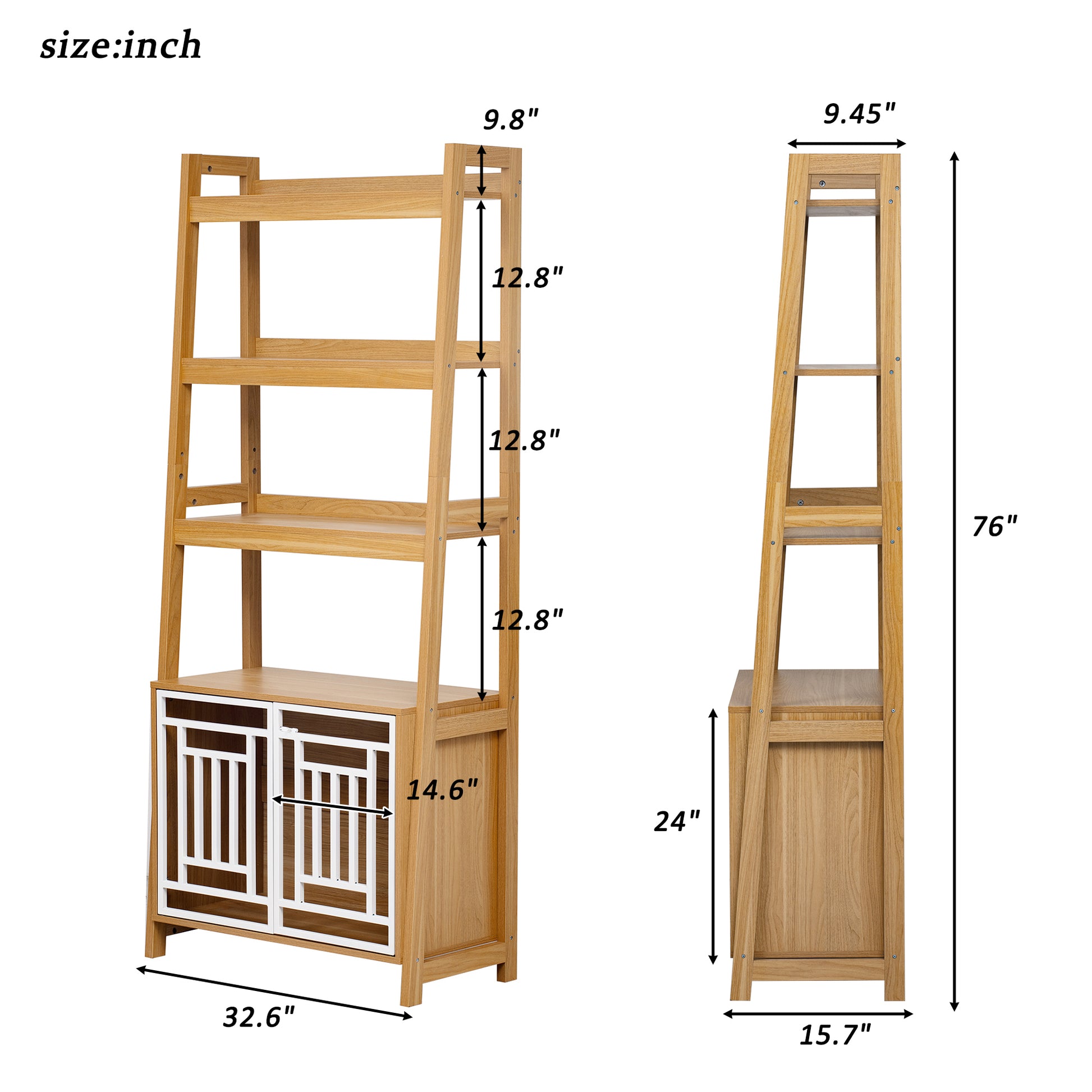 Hollo Crate Shelf Tower – Dog Crate & Ladder Bookcase Combo in Furniture Style - JUSTLIVE NESTJUSTLIVE NEST