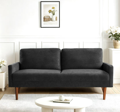JUSTLIVE ‘Comfina Luxe” Sofa – Black Velvet | Sleek Euro-Modern + 3-Seat + Timeless Appeal