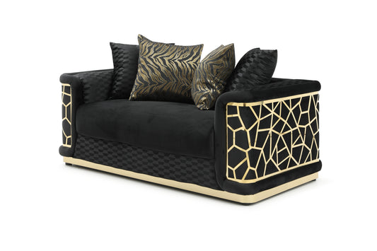 Talia Luxe Black Loveseat – Sophisticated 2-Seater in Rich Black Fabric