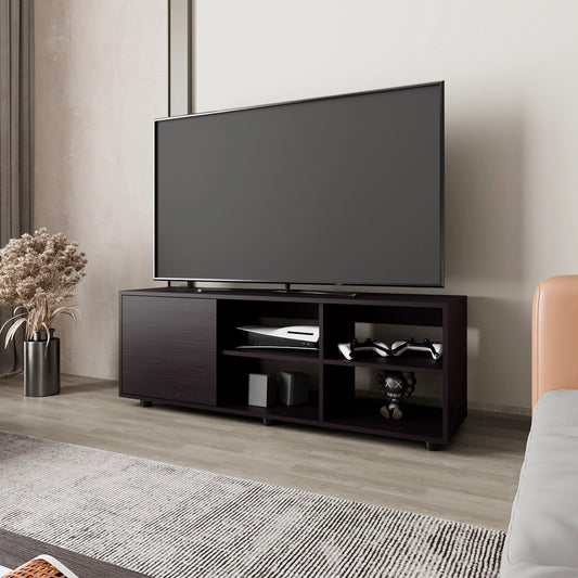 Citronix Compact Console – Wengue Finish with Door & Open Storage