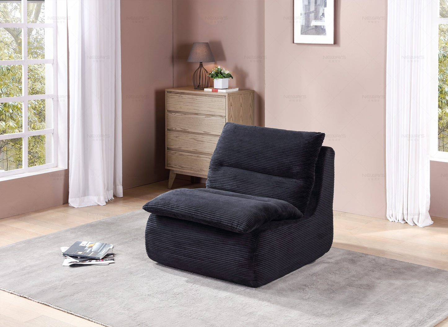 NestEdge ‘BeanNest” Lounge Chair – Black Soft Compression | Cozy Modern Seat