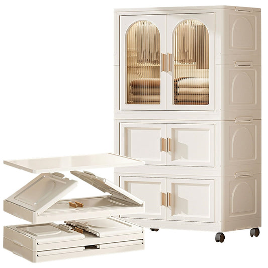 Foldra Compact Closet – Rolling Wardrobe with Folding Storage Layers & Hanger Rack