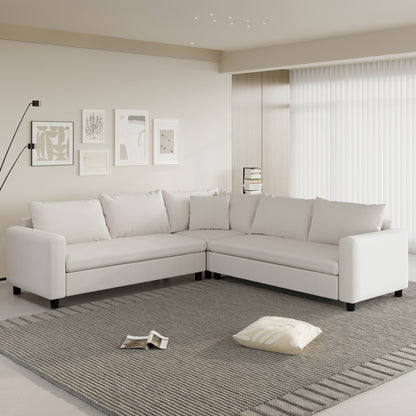 92' L-Shape Modular Lounge – Oversized 5-Seat Chenille Sofa with Accent Pillow