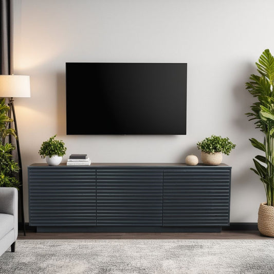Varnox XL Console – 74" Black TV Stand with 3 Doors (No Assembly)