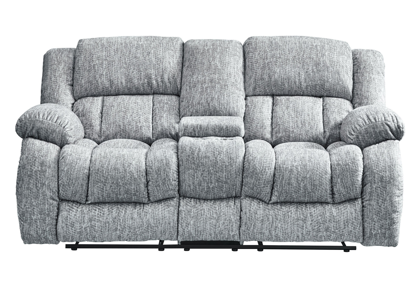 Stonic™ Grey Console Reclining Loveseat – Dual Recliners with Center Storage & Cup Holders