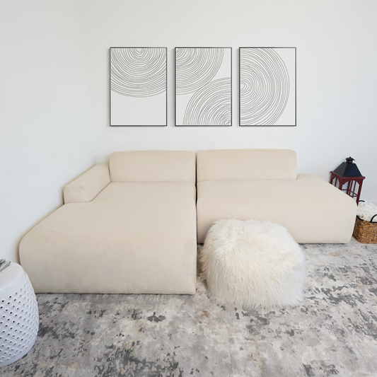 Mar Left-Facing Lounge – Plush Textured Sofa in Cream
