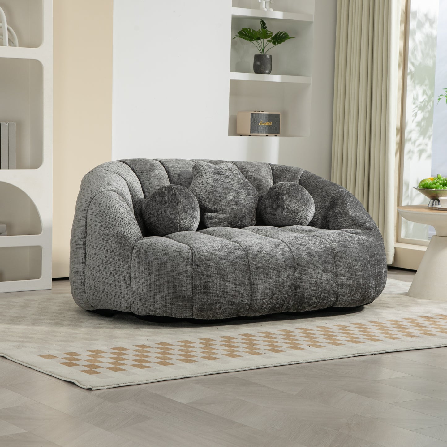 Coolmore Highback Lounger – Gray Chenille Bean Sofa Chair for Indoor & Outdoor Relaxation
