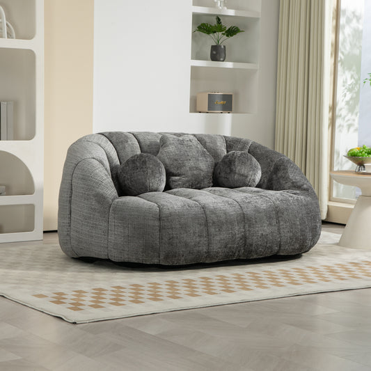 Coolmore Highback Lounger – Gray Chenille Bean Sofa Chair for Indoor & Outdoor Relaxation