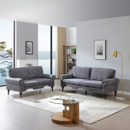 5-Seat Lounge Set – Convertible Plush Sofa with Moveable Cushions (Gray)