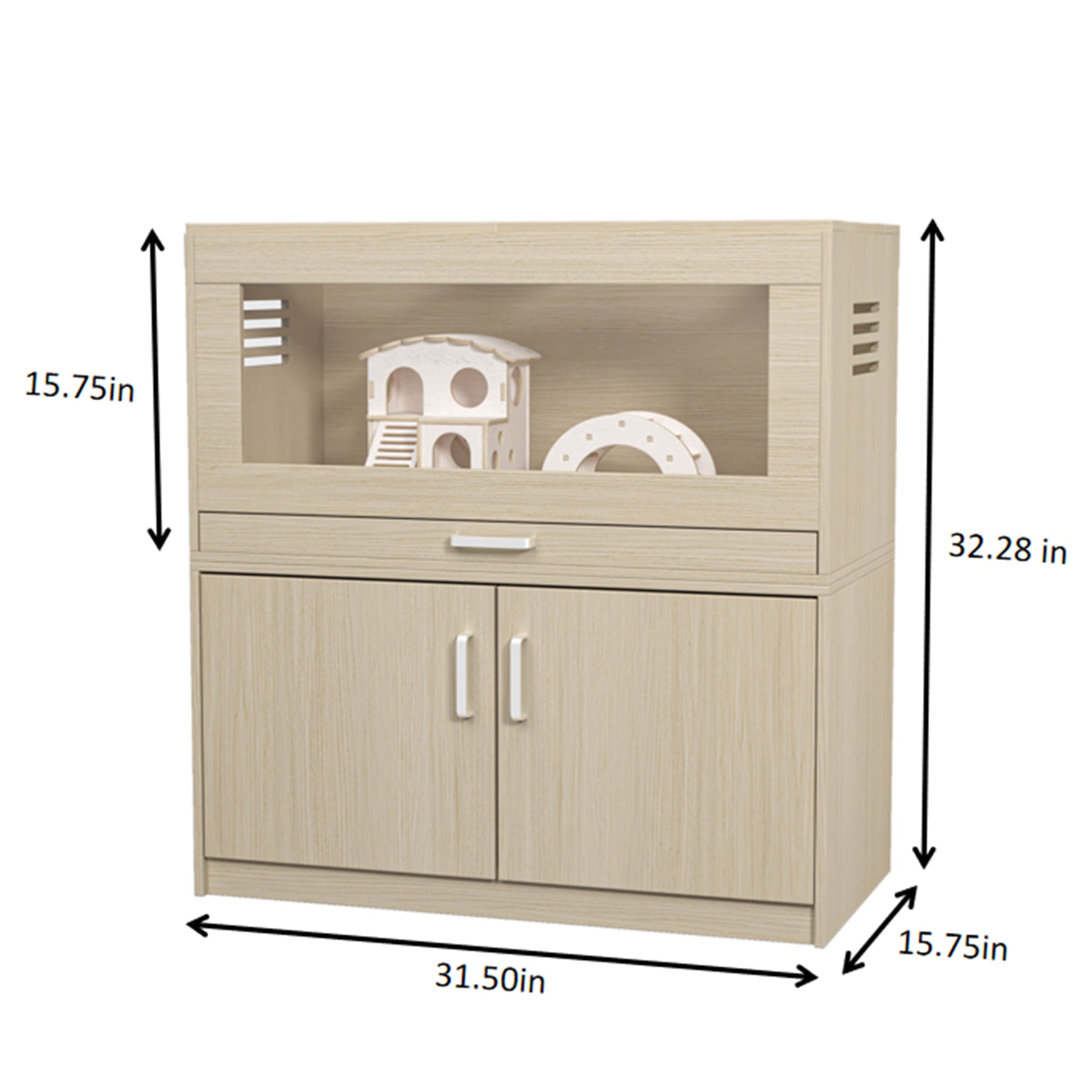 Teko XL Habitat – Teak Hamster Cage with Storage & Easy - View Acrylic Panels - JUSTLIVE NESTJUSTLIVE NEST