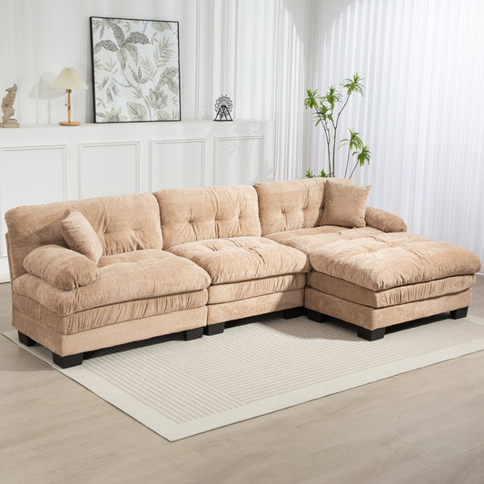 3-Seat Deep Lounge – Flexible Comfort Sofa with Relax Module (Khaki)