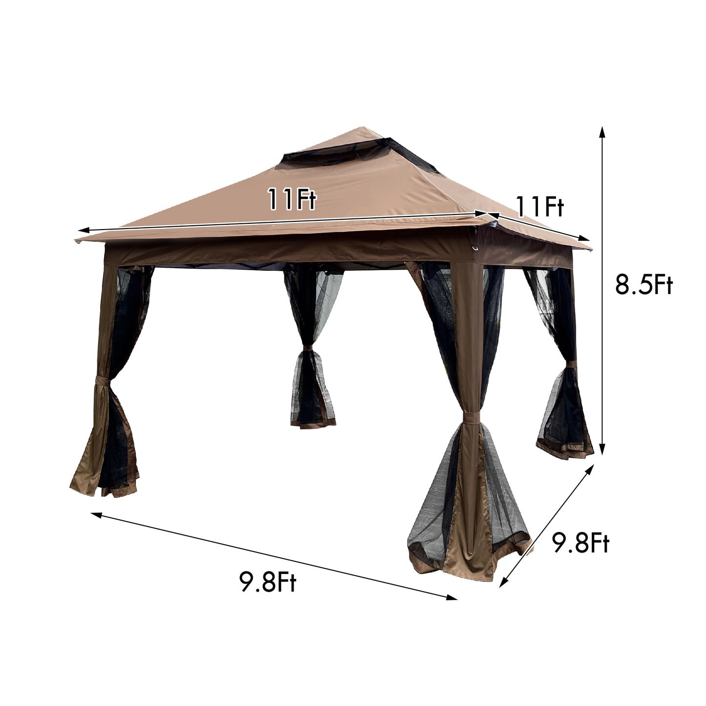 Aurelia 13x10' Soft - Top Gazebo – Backyard Pavilion with Ventilated Roof & Netting (Brown Canopy) - JUSTLIVE NESTJUSTLIVE NEST