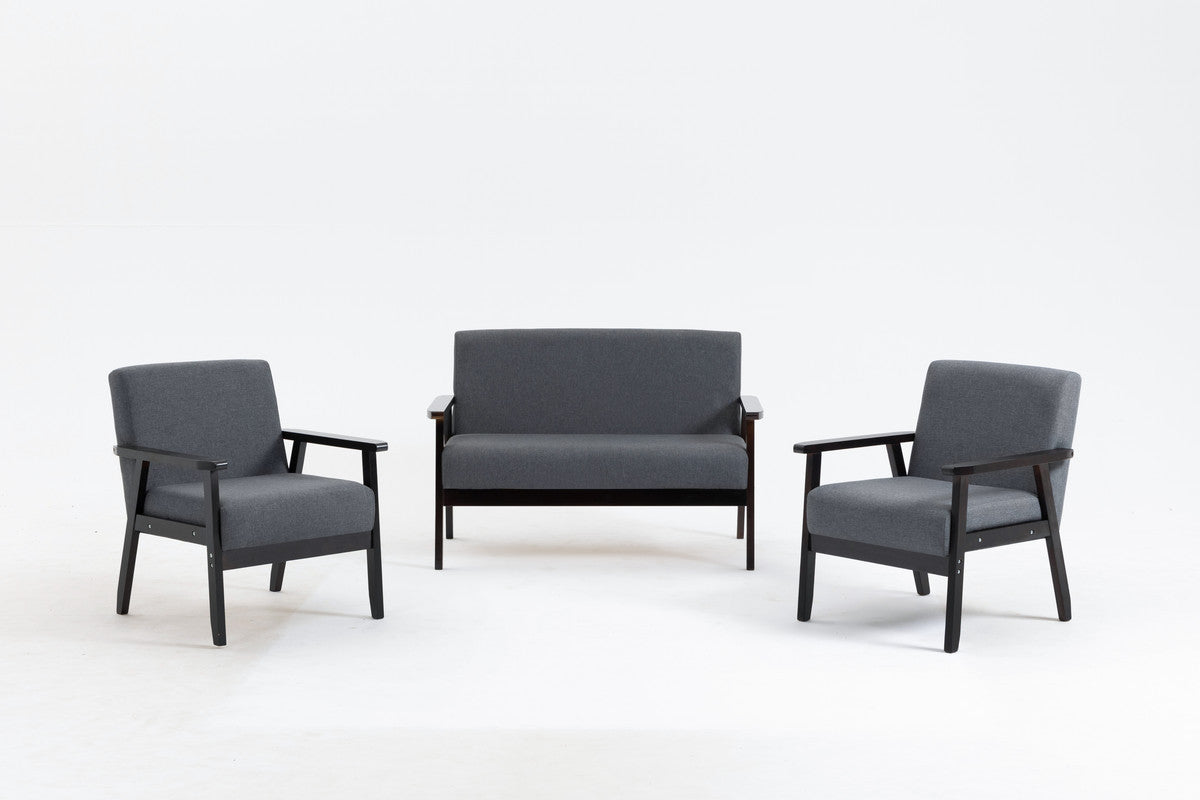 Serevia™ Espresso Living Room Set – Loveseat + 2 Chairs in Rich Upholstered Finish