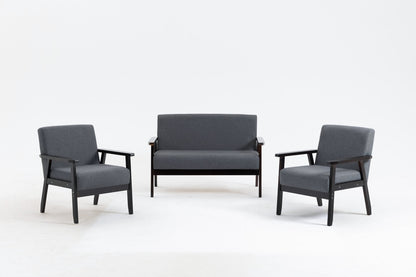 Serevia™ Espresso Living Room Set – Loveseat + 2 Chairs in Rich Upholstered Finish