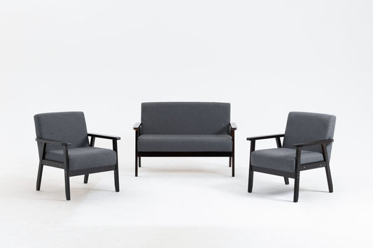 Serevia™ Espresso Living Room Set – Loveseat + 2 Chairs in Rich Upholstered Finish