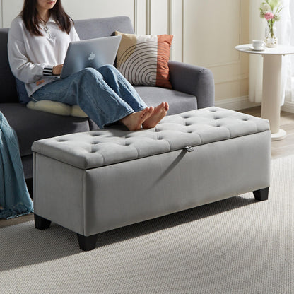 Tova Ottoman – Simple Gray Upholstered Relax Block