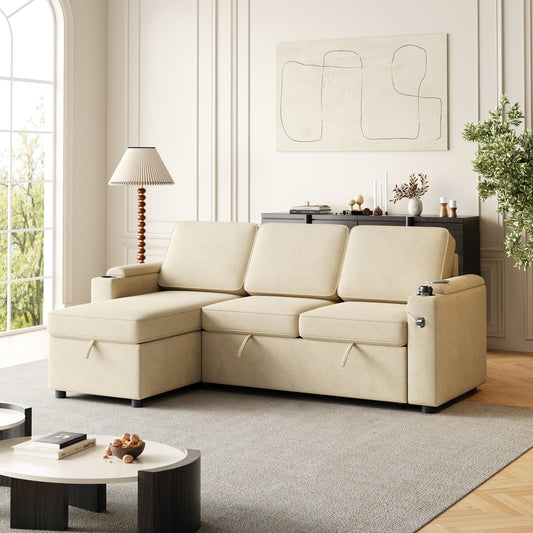 DreamPort™ DualMode Lounger – 85' Convertible Comfort Sofa with Storage & Power Access