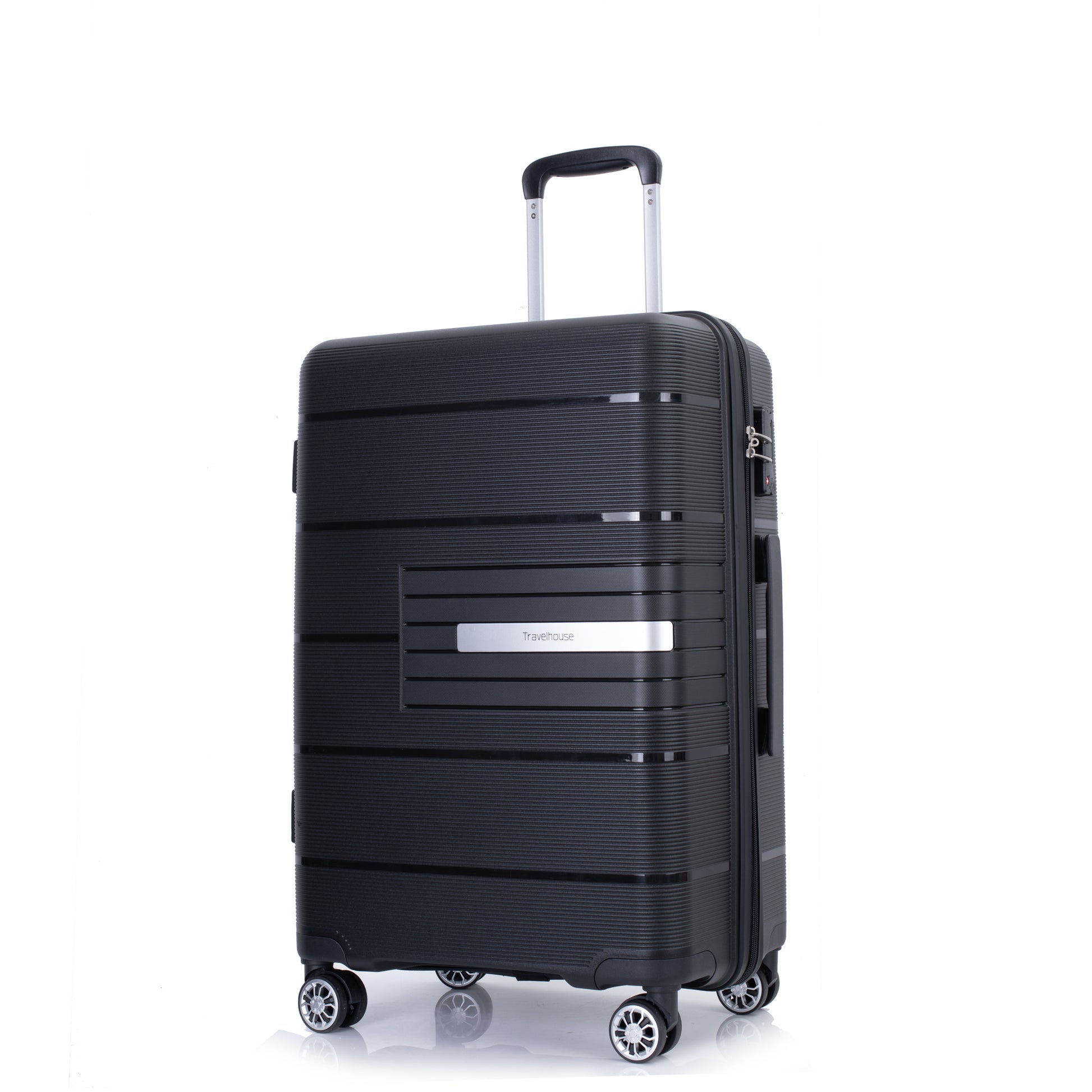 Jetera 3 - Piece Polypropylene Luggage Set – Black Hardshell with Double Spinner Wheels & TSA Lock - JUSTLIVE NESTJUSTLIVE NEST