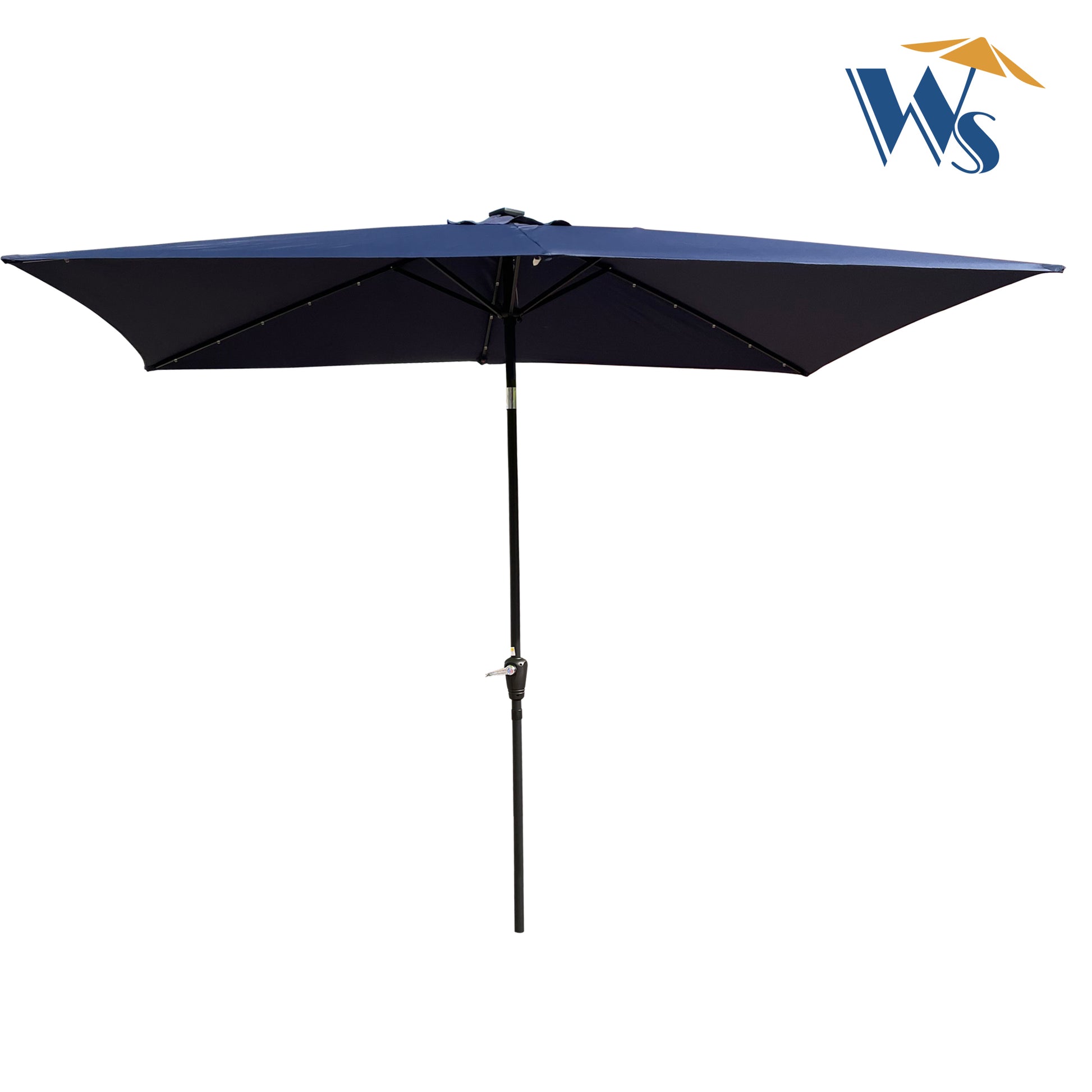 Solair 10x6.5' Rectangular LED Umbrella – Solar Crank Patio Shade with Push - Button Tilt - JUSTLIVE NESTJUSTLIVE NEST