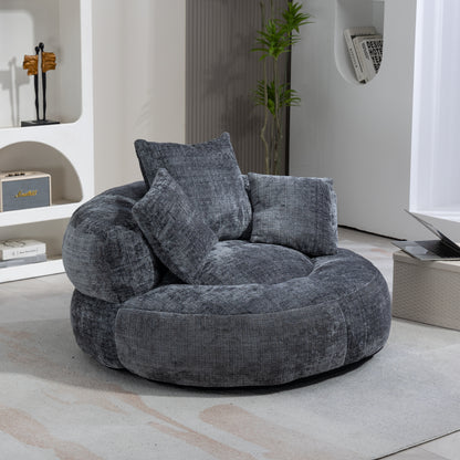 Coolmore Highback Lounger – Gray Chenille Bean Chair with Soft Floor Comfort