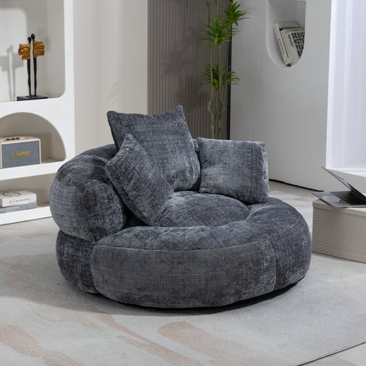 Coolmore Highback Lounger – Gray Chenille Bean Chair with Soft Floor Comfort
