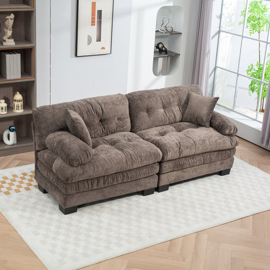 2-Seat Plush Lounge – Deep Comfort Sofa with Flexible Layout (Gray)