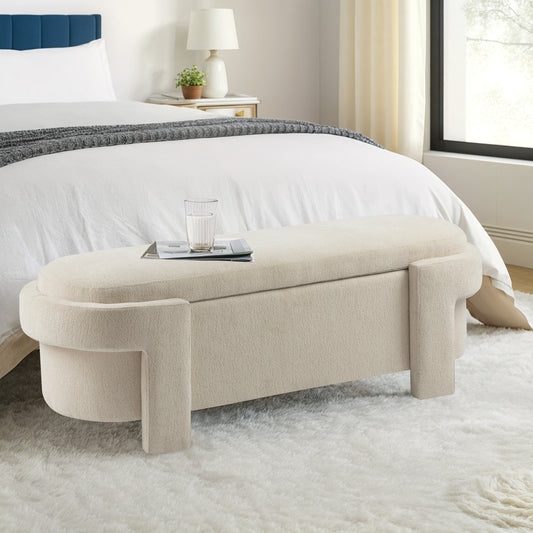 Varnin Bench – Sandveil Upholstery, DeepNest Storage Base