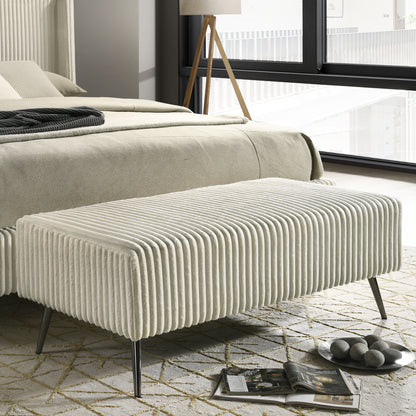 Mavela Bench – Cream Wide Wale Corduroy Upholstery