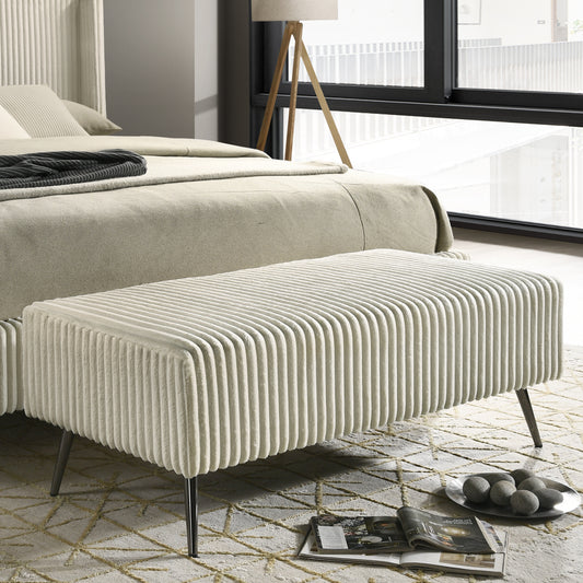 Mavela Bench – Cream Wide Wale Corduroy Upholstery