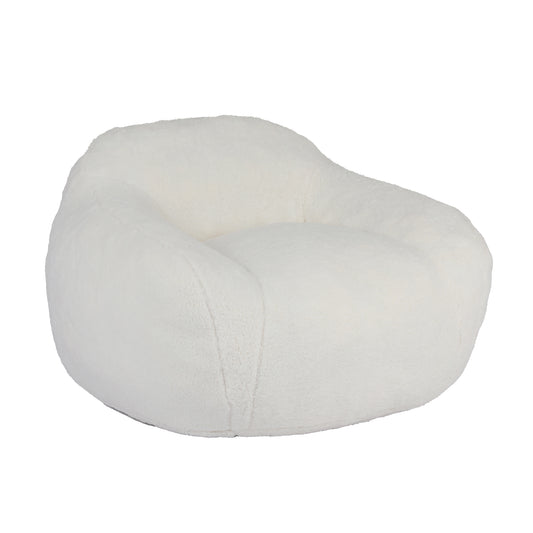 Vesta Cloud Chair – Off-White Teddy Fabric Bean Sofa with Armrests & Memory Foam