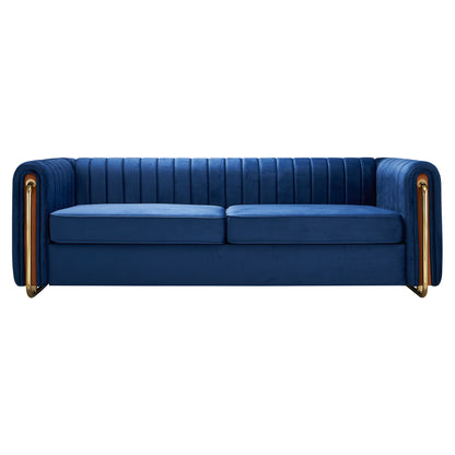 NestEdge ‘VeluNest” 84” Velvet Sofa – Soft Blue Lounge | Modern Comfort