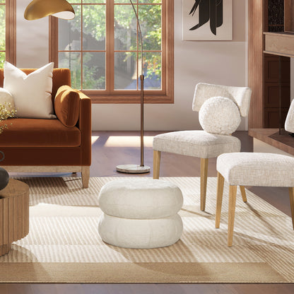 Cylora Ottoman – Almondweave Chenille, LowNest Form