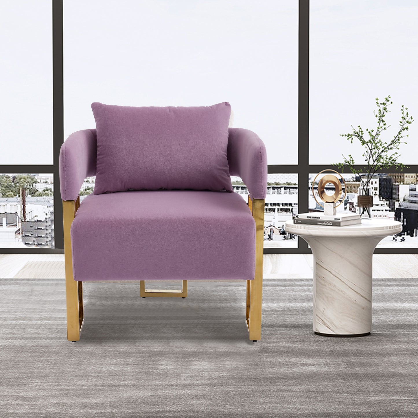 Lysmera Chair – Lilaview Velvet, Auragold Legs, Chicline Profile