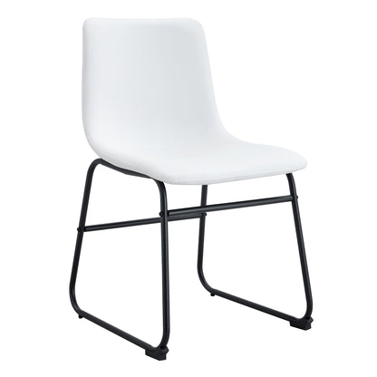 Zelto Dining Chair Set – 4 White PU Leather Seats, Minimalist and Industrial Look
