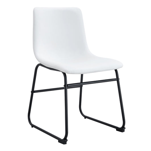 Zelto Dining Chair Set – 4 White PU Leather Seats, Minimalist and Industrial Look
